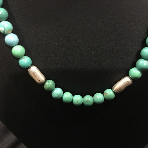 Native American Turquoise and Sterling Necklace - Picture 3 of 8